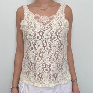 Vintage Heather Nicole Cream Lace Tank Top